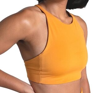 Girlfriend Collective Topanga Cross Back Sports Bra Cropped Top Mustard Yoga SM